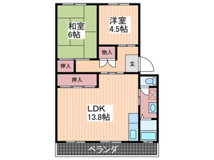 コーポカズタの物件間取画像